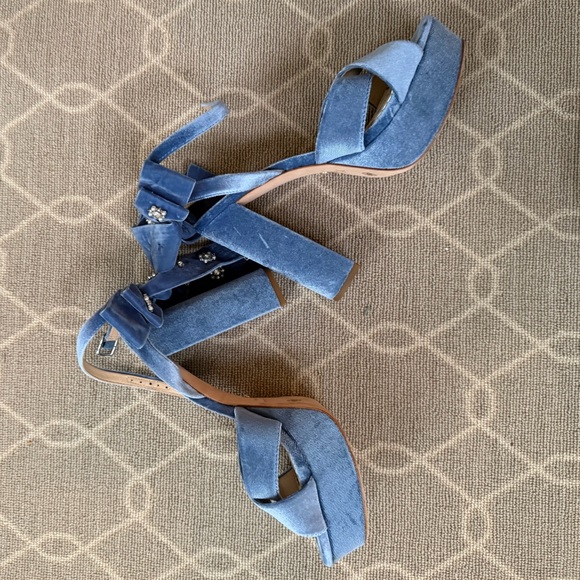 ANTONIO MELANI x Nicola Barbie - Lila Blue Velvet Embellished Heels - Picture 6 of 7